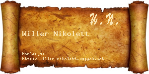 Willer Nikolett névjegykártya